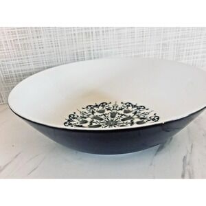 Vintage Meteor China Serving Bowl Made in Japan 1960s Black Green White Gorgeous